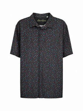 Robert Graham Polo Shirt Men XL Black Icon Print Relaxed Fit